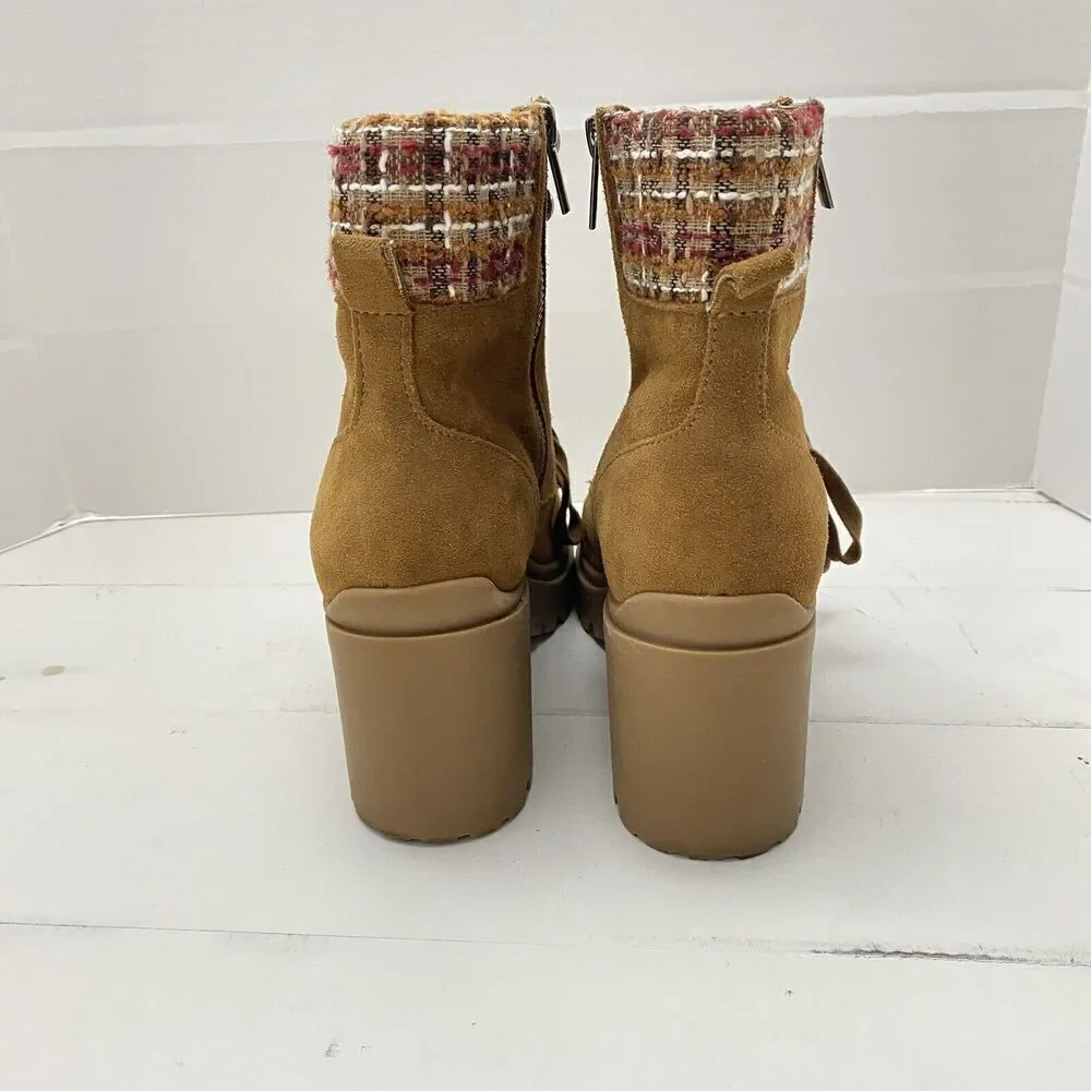 Steve Madden Jaydin-F Brown Suede Platform Boots Women's size 9.5M side zipper
